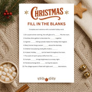 Vintage Christmas Game Fill in the Blanks – Printable Worksheet Holiday ...
