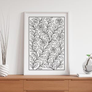 Floral Monochrome Coloring Pages | 25 Printable PDF Designs for Adults | Intricate Flower Line Art, Relaxing Mindfulness Coloring Book