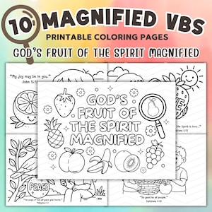 Pagine da colorare ingrandite VBS 2025 Il frutto dello Spirito di Dio Fogli da colorare stampabili ingranditi Attività biblica da colorare per la scuola domenicale VBS