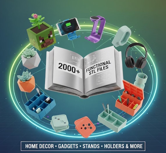 Unleash Your Creativity: 2000+ Functional 3D Print STL Files - Decor, Gadgets, Organizers & Beyond! Instant Download, Endless Possibilities
