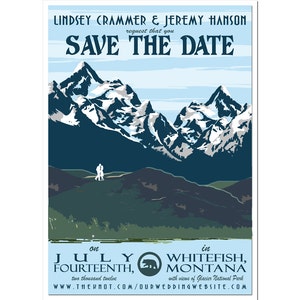 Impression Vintage Montana Mountain Save the Date PDF - bricolage