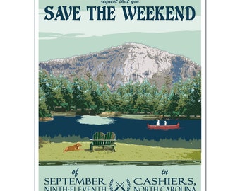 Vintage Cashiers, North Carolina Save the Weekend Card - SAMPLE