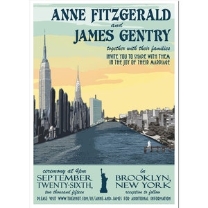 Vintage New York City Invitation and Reply Postcard set - SAMPLE