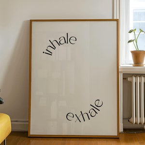 Póster de pilates con frase Inhale Exhale para pared, decoración de estudio de pilates, póster con frase sobre entrenamiento en el gimnasio, decoración de sala de ejercicios, regalo para chica fitness