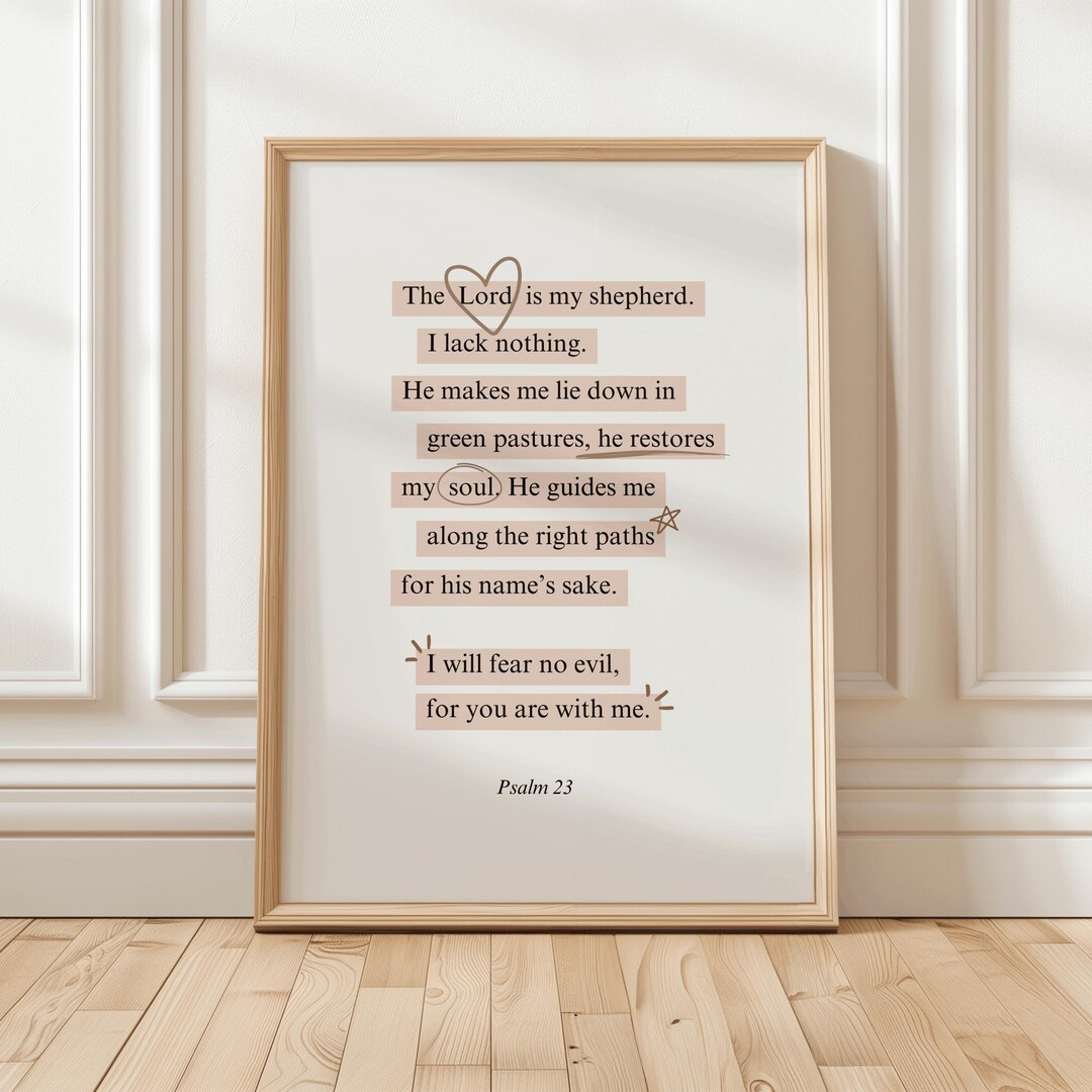 Christian Wall Art, the Lord is My Shepherd Print, Psalm 23 Bible Verse ...