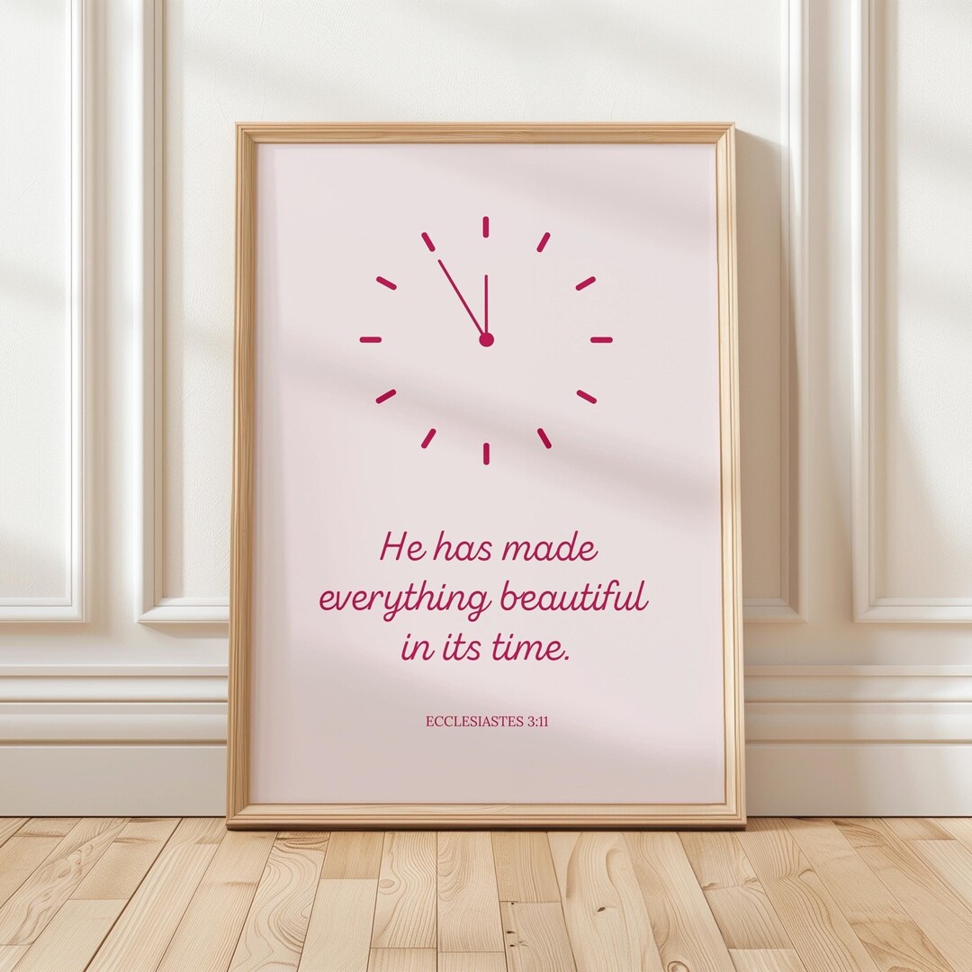 He Has Made Everything Beautiful in Its Time Pink Wall Art, Christian ...