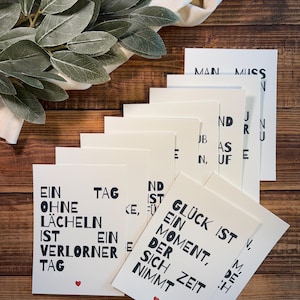 10 cartoline fatte a mano con frasi ispiratrici – progettate con amore – set di biglietti con cuore per momenti speciali