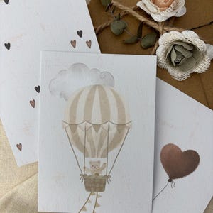 Cartes postales faites main – Lot délicat de 3 cartes bébé – Cartes de félicitations pour naissance, baptême ou baby shower au design délicat