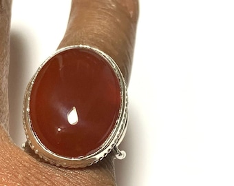 Sterling Silver Ring with 25x18 mm  Cornelian stone