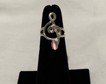 Pink Cat’s Eye Music Note Ring