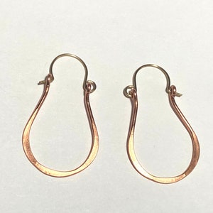 Hoop Earrings Holiday Gift Natural Jewelry Pure Copper Earrings Teardrop Style 1 1/2 long image 1