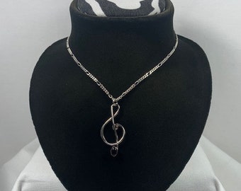 FREE Gift with this purchase Black Onyx Treble Clef Necklace