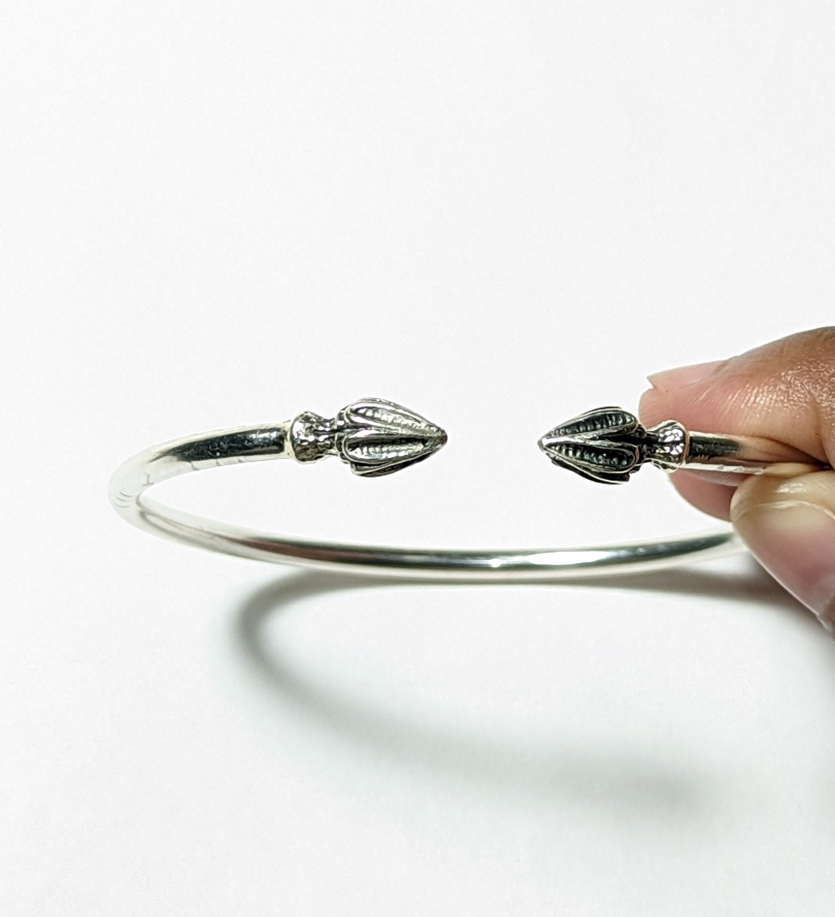 8 gauge Sterling Silver Coco Palm Bracelet Bangle West Indian Style. FREE Gift with this purchase.