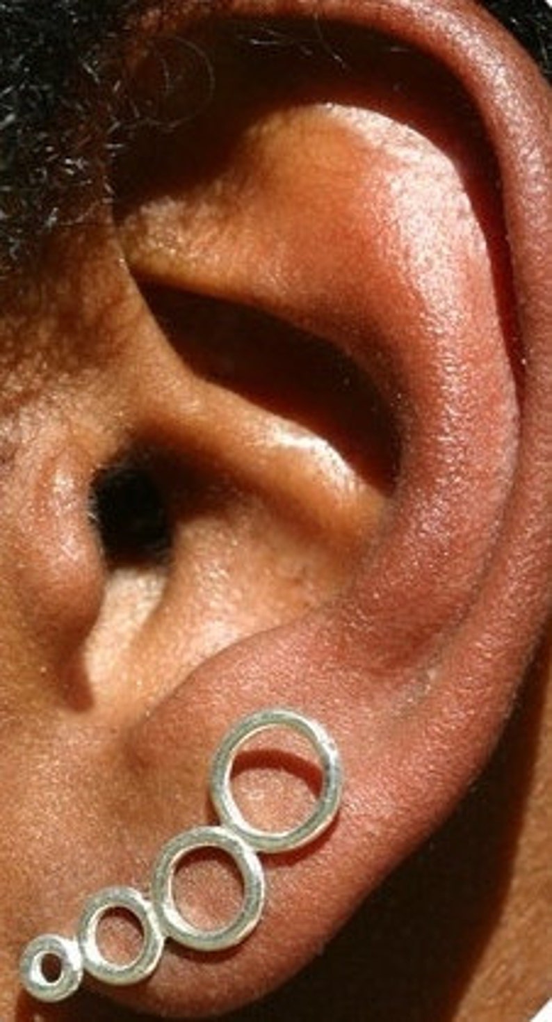 Free Gift when the pair is purchased Sterling Silver Ear Pin Earrings 4 Circles image 2