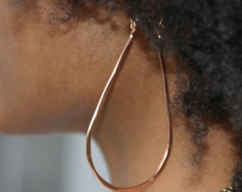 Free Gift for this item Copper or Brass Earrings 4 inch long Hoops - Light Flirty
