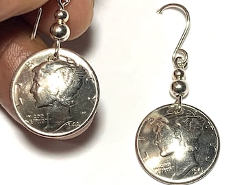 Anniversary Gift - Coin Jewelry - Vintage Mercury Dime Earrings - Birthday - Special Ocassion