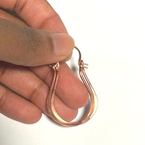 Hoop Earrings Holiday Gift Natural Jewelry Pure Copper Earrings Teardrop Style 1 1/2 long image 4