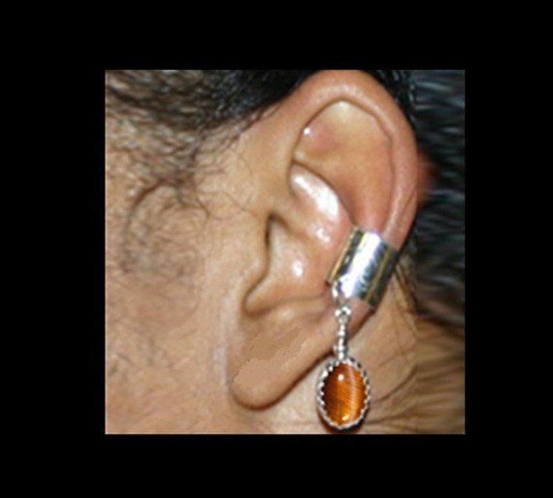Ear Cuff Stone Color Choice Unisex Sterling Silver Jewelry Etsy