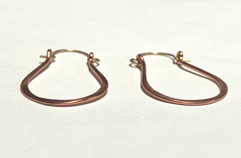Hoop Earrings Holiday Gift Natural Jewelry Pure Copper Earrings Teardrop Style 1 1/2 long image 3