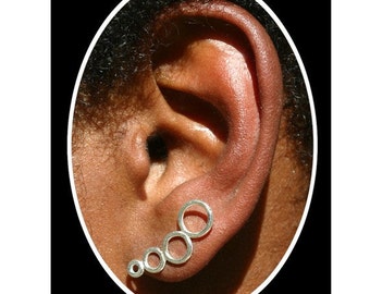 Free Gift when the pair is purchased Sterling Silver Ear Pin Earrings- 4 Circles