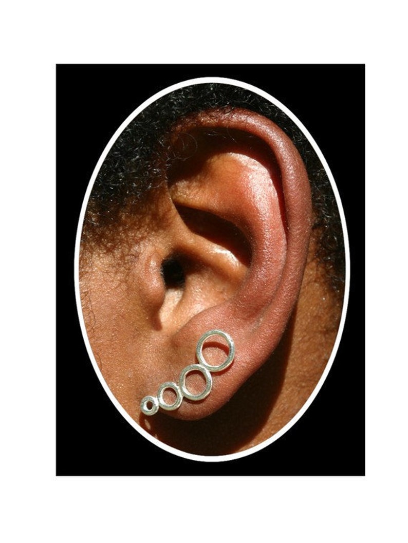 Free Gift when the pair is purchased Sterling Silver Ear Pin Earrings 4 Circles image 1