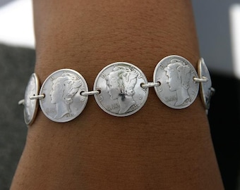 Coin Jewelry Vintage Silver Coin Bracelet Unisex