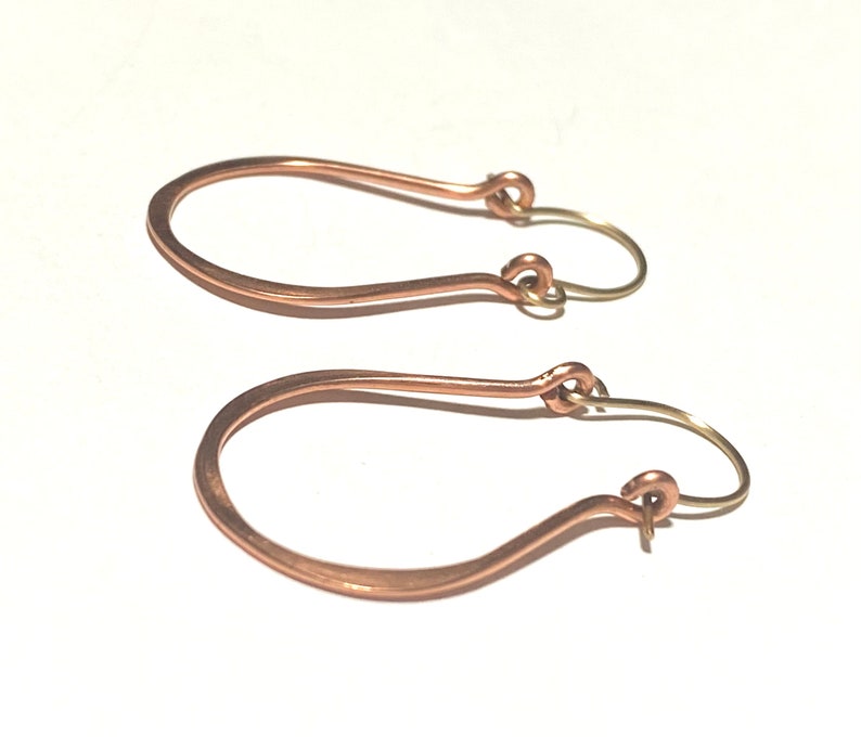 Hoop Earrings Holiday Gift Natural Jewelry Pure Copper Earrings Teardrop Style 1 1/2 long image 2