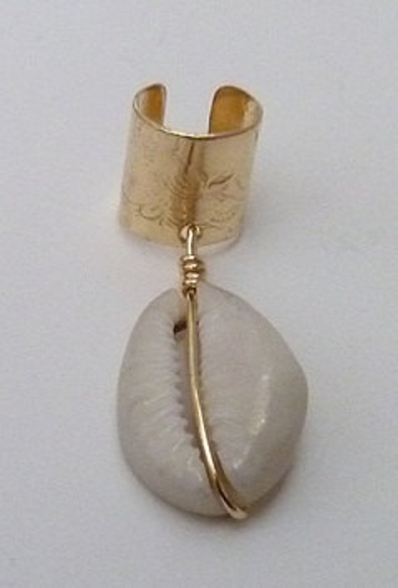 Brass Cowrie Shell Ear Cuff Natural Hair Accessories Dreadlock Etsy