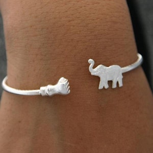 Free Gift with 75 dollar purchase or more Bracelet Sterling Silver Elephant Bangle image 2