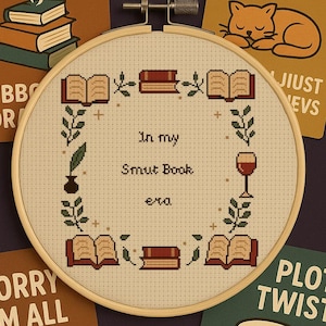 Thread, Tea & Trashy Reads Cross Stitch – Smut Romantasy PDF Pattern – Snarky Bookish Embroidery