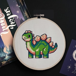 Lil Stegosaurus Cross Stitch Pattern - Dinosaur Embroidery - Cute Small PDF Pattern