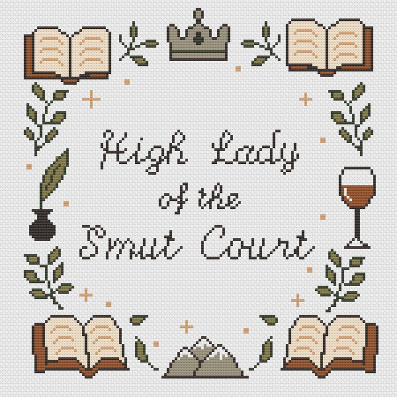 Bookish Cross Stitch Pattern - High Lady of the Smut Court - Romantasy Embroidery Pattern image 10