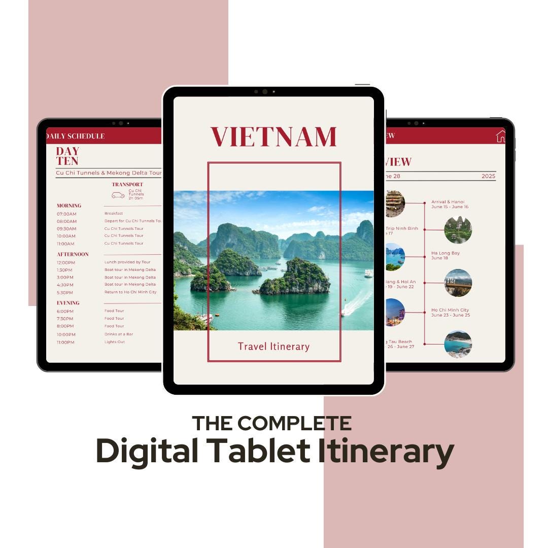 Digital Travel Itinerary, Itinerary Template, Travel Itinerary ...