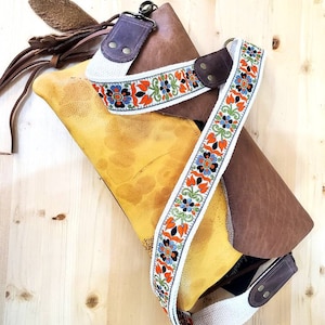 Guitar Purse Strap Woven Crossbody Strap Boho Purse Strap Orange and Brown