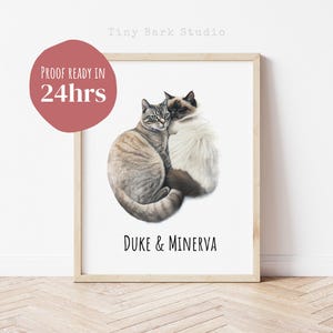 Aangepaste aquarel kattenportretten, gepersonaliseerd huisdier schilderij van foto, kunstwerk van kleine huisdieren, cadeau voor dierenliefhebber, digitaal bestand, canvas print