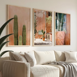 Cactus Set of 3 Posters – Terracotta Desert Prints, Southwestern Wall Art, Warm Boho Home Decor