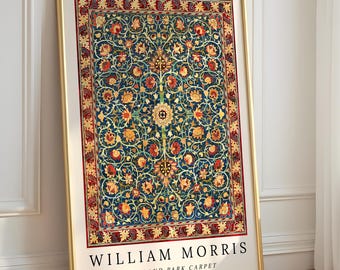 William Morris Holland Park Carpet Poster, Tapestry Wall Art Print, Colourful Pattern Floral Art, Original Artwork, Nature Inspired Decor