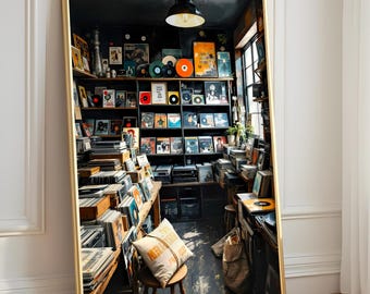 Retro Record Store Print: Vintage Vinyl Music Room Art
