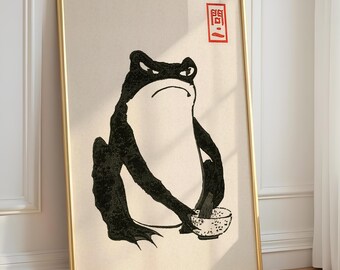 Grumpy Frog Japanese Art Print: Matsumoto Hoji Fine Ink Artwork - Etsy