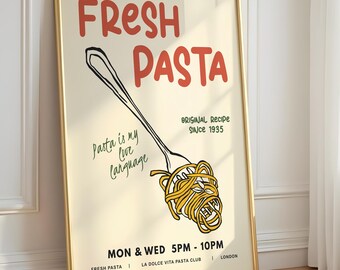 Fresh Pasta Vintage Poster, Italian Kitchen Art Print
