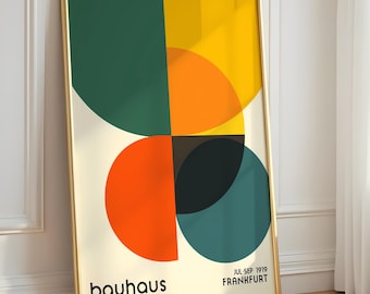 Stampa Bauhaus di metà secolo, arte astratta geometrica, arredamento minimalista, regalo unico per lui