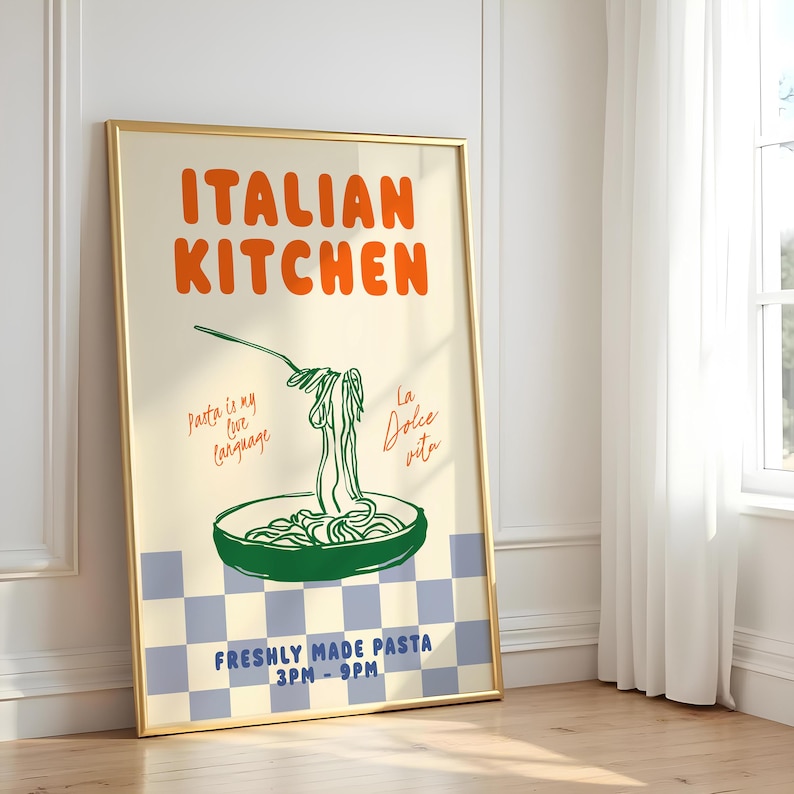 Vintage Italian Kitchen Pasta Poster: Retro Foodie Wall Art Print image 1