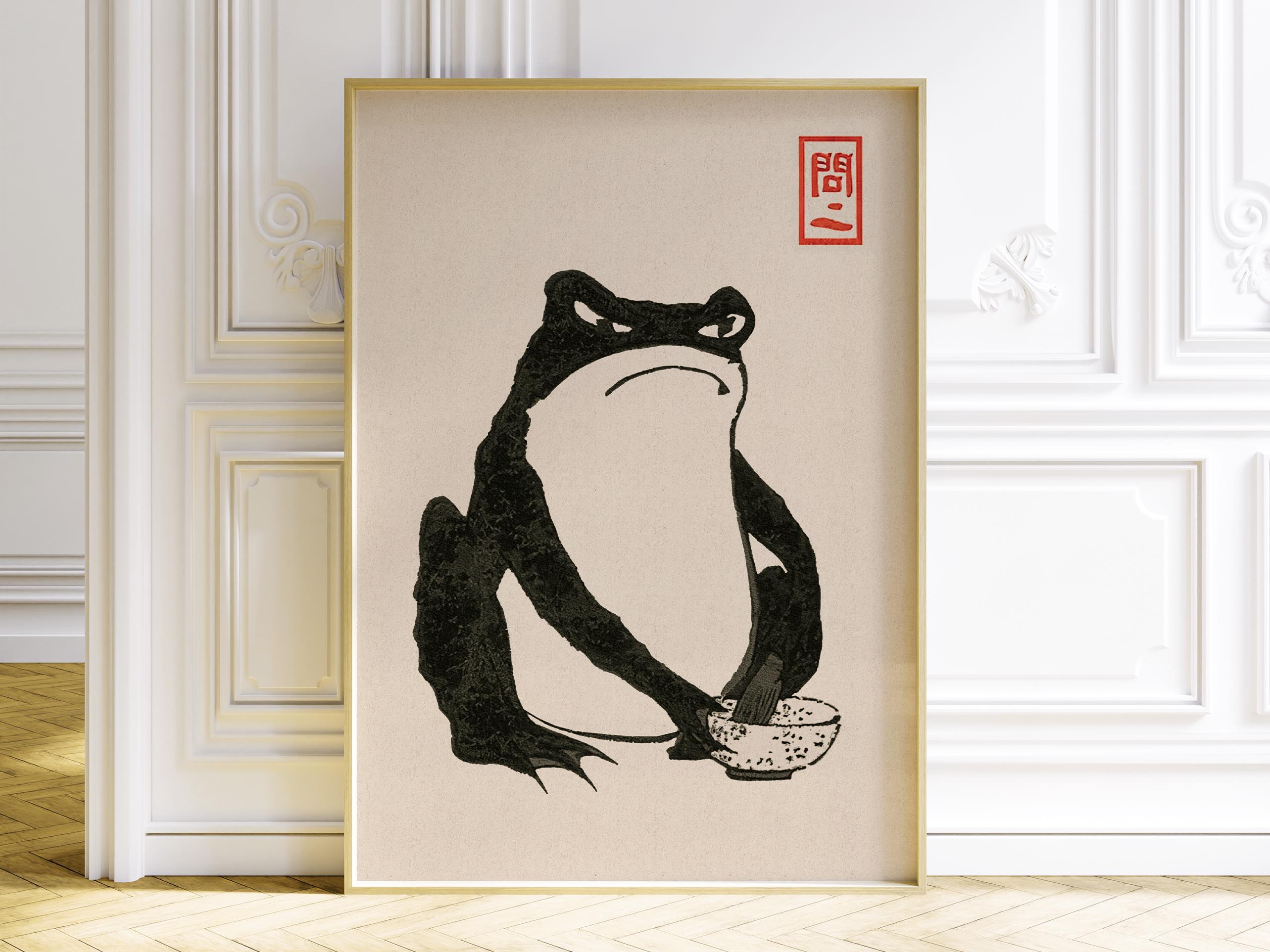 Grumpy Frog Japanese Art Print: Matsumoto Hoji Fine Ink Artwork - Etsy