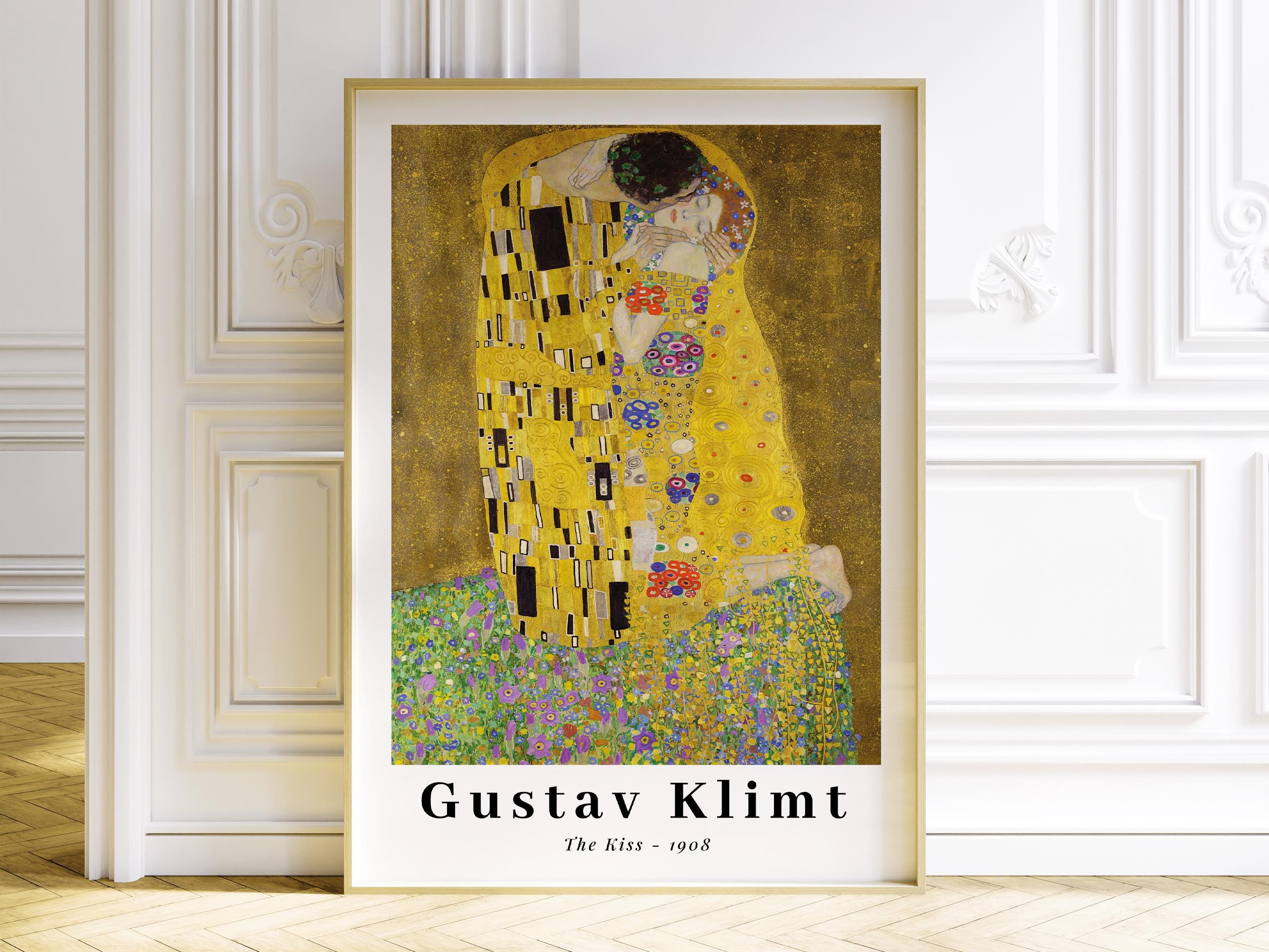 Gustav Klimt the Kiss Print: Gold Art Nouveau Poster - Etsy