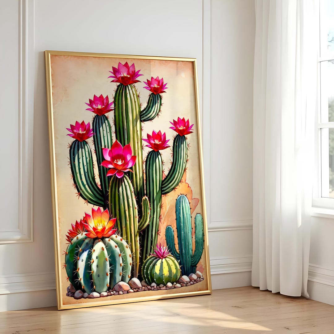 Original Mexican Cactus Poster, Modern Electric Natural Wall Print ...