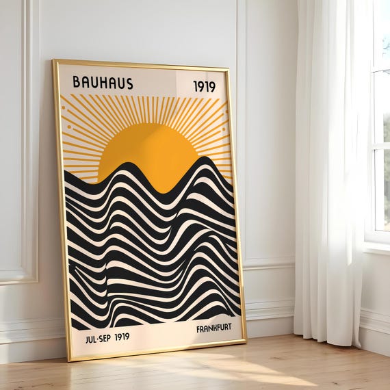 Bauhaus Sun & Sea Art Print: Geometric Modernist Decor - Etsy
