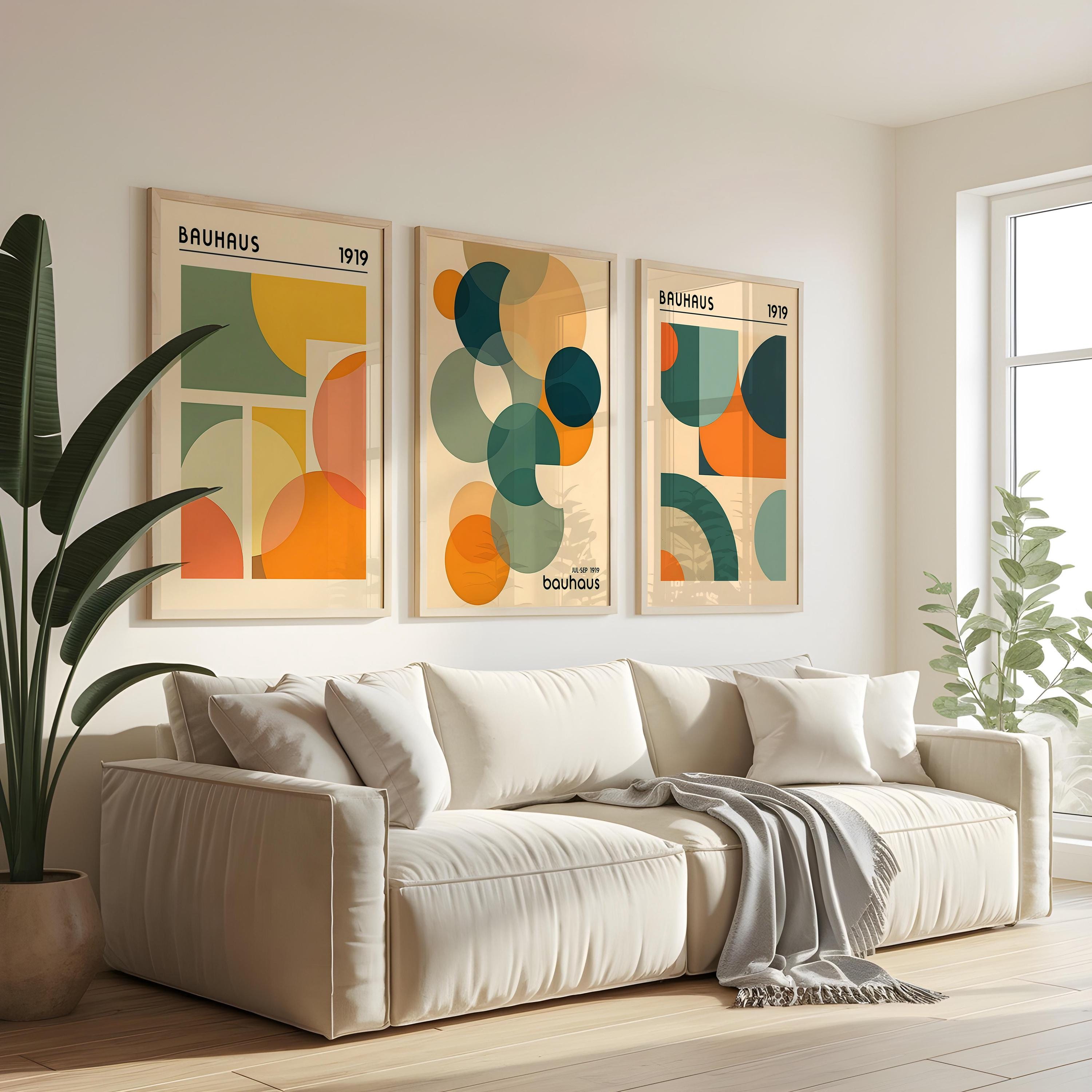 Vintage Bauhaus Print Set of 3 – Retro Geometric Art, Mid-century ...