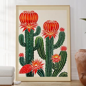 Stampa minimalista di cactus, poster di arte naturale pulita, opera d'arte di El Maestro, ispirata alla natura, decorazione artistica da parete botanica, regalo per lei e per lui