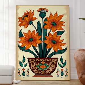 Bunt mexikanischer Kaktus Kunstwerk, Traditionelles Kaktus Poster, Natur inspirierter Druck, Botanische Wandkunst, Florales natürliches Kunstwerk, Geschenk für Ihn