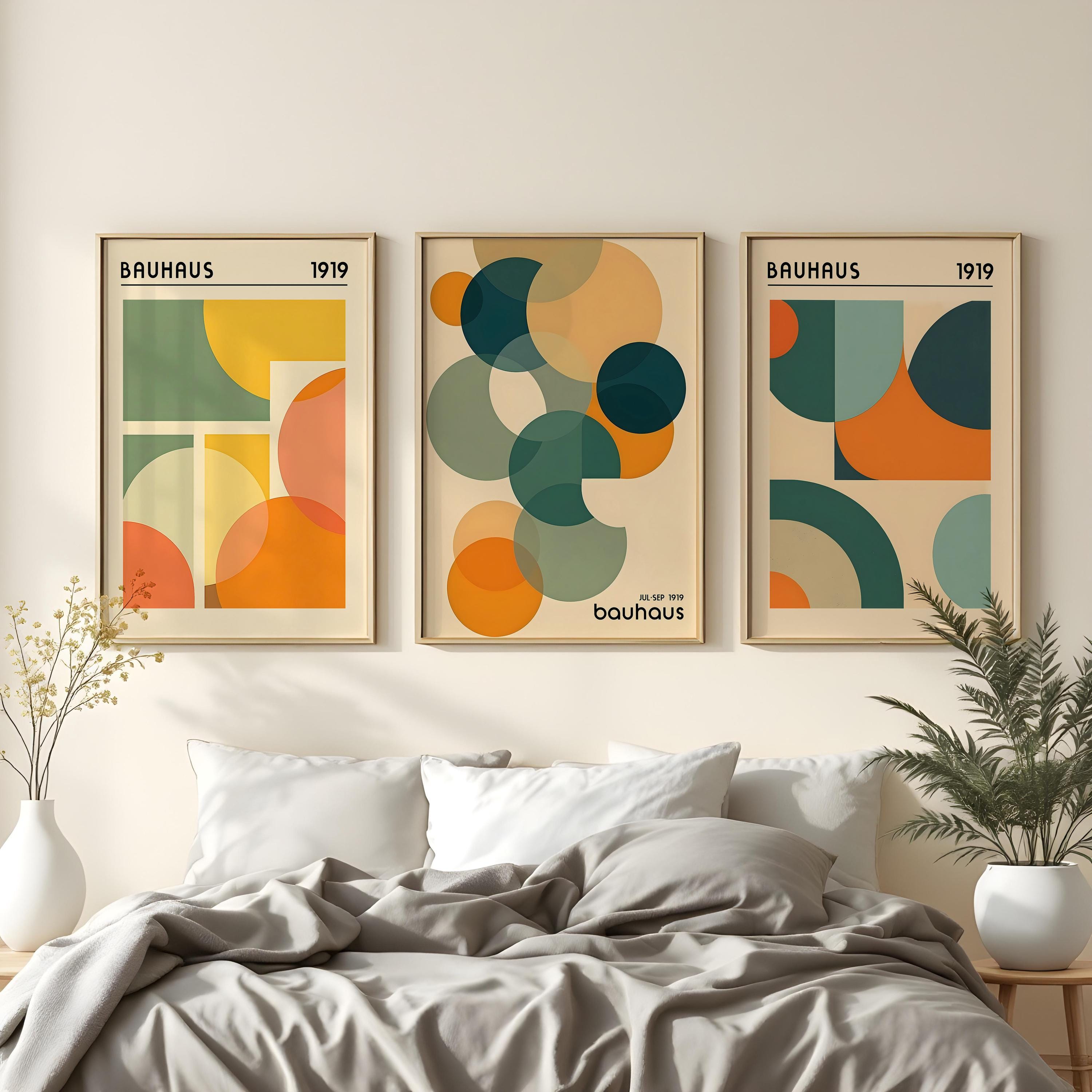 Vintage Bauhaus Print Set of 3 – Retro Geometric Art, Mid-century ...